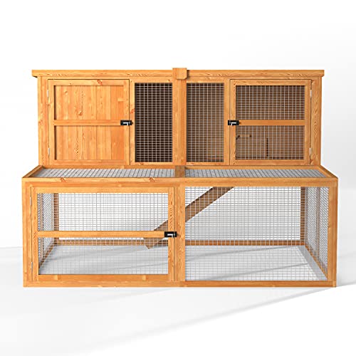 6ft kendal Outdoor Rabbit Hutch and Run | XL Wooden Pet House With Large Under Run Perfect for Small Pets Rabbits or Guinea Pigs | The Largest Hutch & Run Combo on Amazon