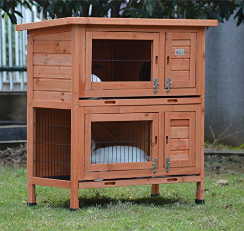 BUNNY BUSINESS Rabbit/Guinea Pig Outdoor Hutch, Double Decker Rabbit Hutches on legs BB-36-DDL