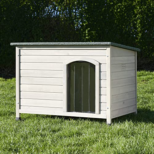 FeelGoodUK Medium Wooden Dog Kennel Sage Grey Tongue And Groove Panels, Lift Up Roof, Wind Protector Ideal For Medium Breeds