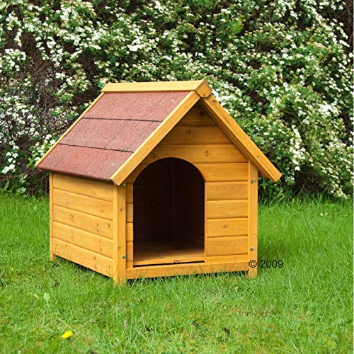 Wooden Dog Kennel - Sturdy & Attractive Outdoor Dog Kennel Made From Light, Finished Wood With a Wide Overhang Offering Protection From Adverse Weather Conditions (Medium)
