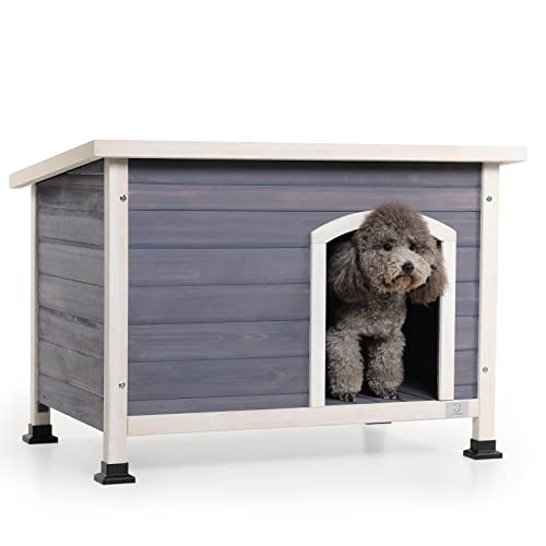 A 4 Pet Dog House Outdoor with Raised Feet, Outdoor Dog Kennel for Small Dogs Medium Dogs,Durable 10mm Panel with Wast-Based Painting, Waterproof Roof,Small Dog House